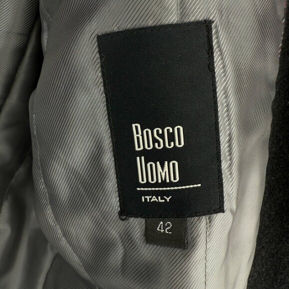 BOSCO UOMO Charcoal Wool Pointed Collar Classic Pea Car Black man’s Coat sz 42 - Picture 4 of 7